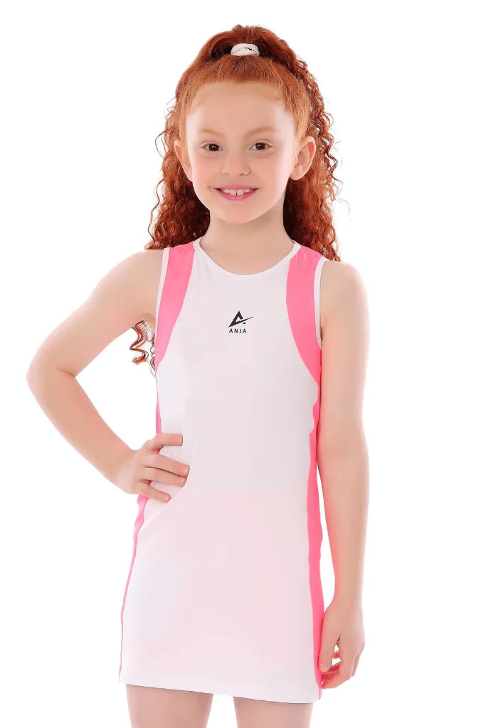 Anja Kids Basic Sport White And Pink Dress WS