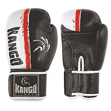 Kango Martial Arts Unisex Adult Black White Leather Boxing Gloves WSتحميل الصورة في عارض المعرض 
