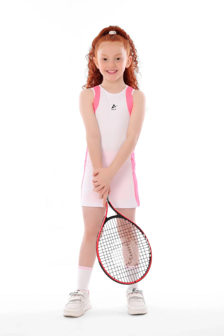 Anja Kids Basic Sport White And Pink Dress WS