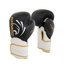 Kango Martial Arts Unisex Adult White Black Leather Boxing Gloves WSتحميل الصورة في عارض المعرض 

