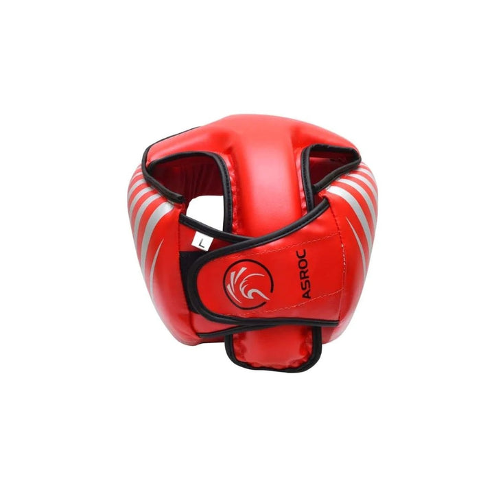 Kango Martial Arts Unisex Adult Red Silver Leather Head Guard WS