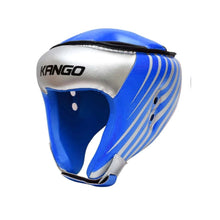 Load image into Gallery viewer, Kango Martial Arts Unisex Adult Blue Silver Leather Head Guard WS
