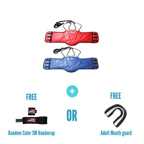 Kango Martial Arts Unisex Adult Double Face Red Blue Chest Guard + 3 Meters Bandage or Mouth Guard WS