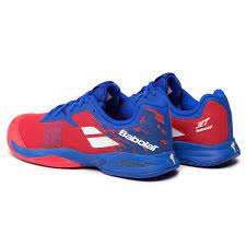 Babolat Jet All Court JUNIOR & Ladies Poppy Red Estate Blue Tennis Shoes